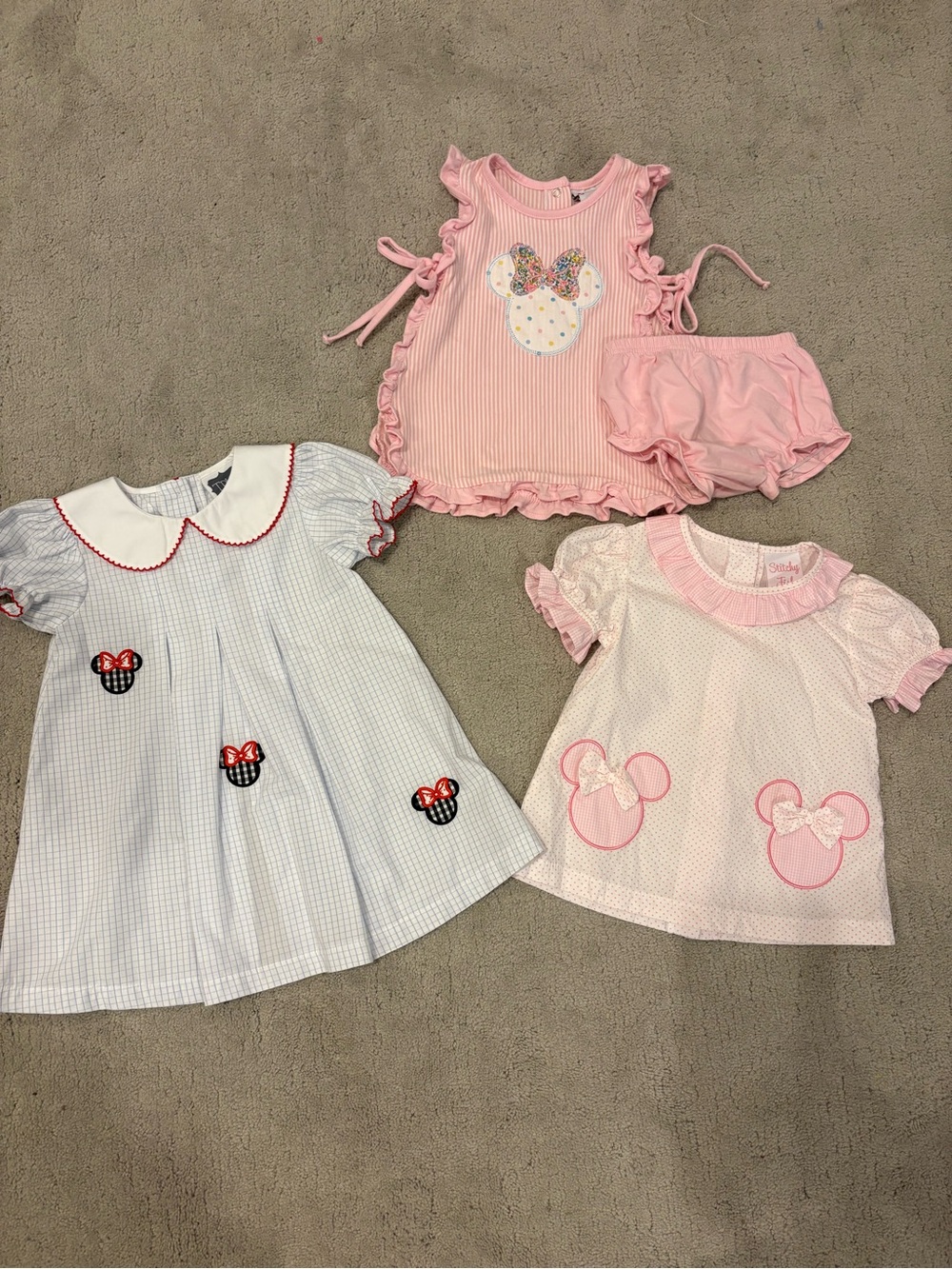 Baby Girl Disney World Lot Stitchy Fish Pink Minnie Mouse Dress Set Outfit 2T
